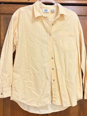 Vintage Pasta Corduroy Button Down Oversized Shirt | Soft Yellow | Medium